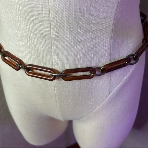 Brown Chain Link Belt Vintage 40\'s Retro Early Plastic Brown Link Hip Belt main image 4